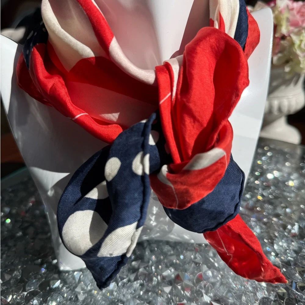 Dior Red and Navy silk Scarf